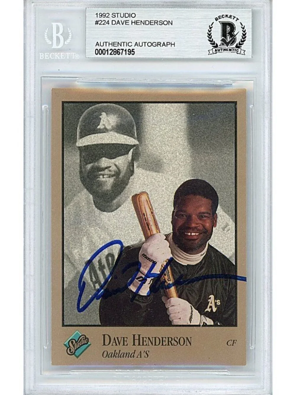 Dave Henderson Signed 1992 Donruss Studio Card Beckett BAS Autographed Slabbed
